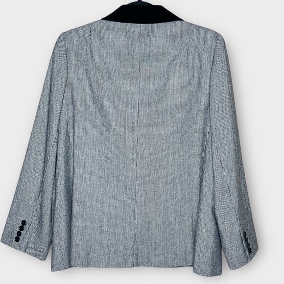 VINTAGE wool black/white check velvet lapel blazer size XL fall winter career - Picture 4 of 6